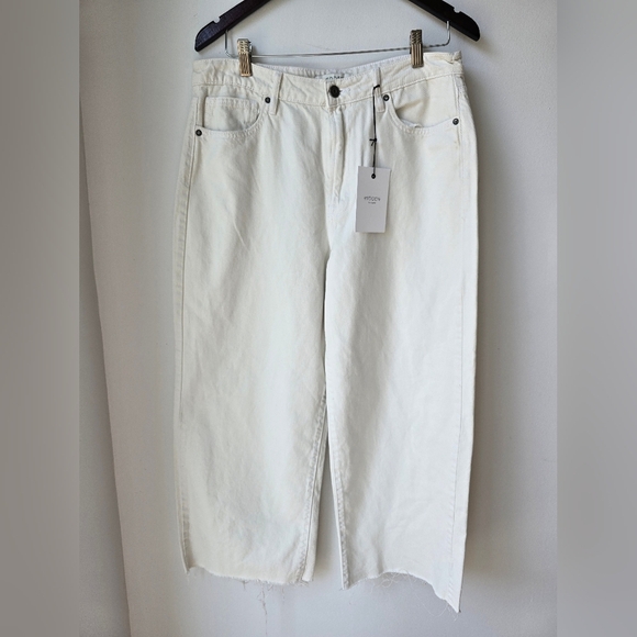 HIDDEN Los Angeles Nori Off White Wide Legs Denim Jeans Size 31 Waist 17" - Picture 3 of 6